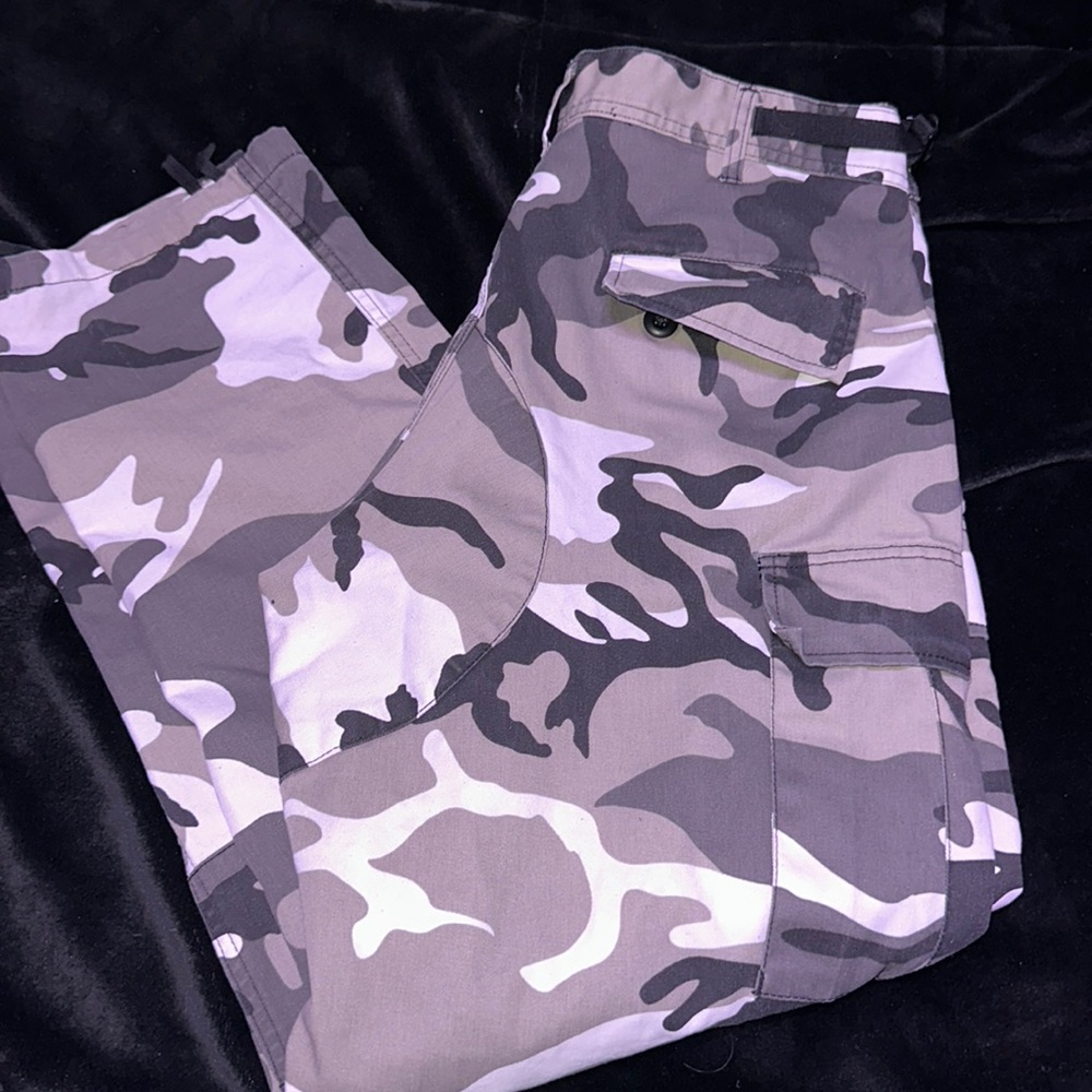 White, grey , black authentic Army fatigues.